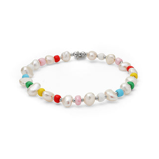 Beaded Pearl Rainbow Bracelet