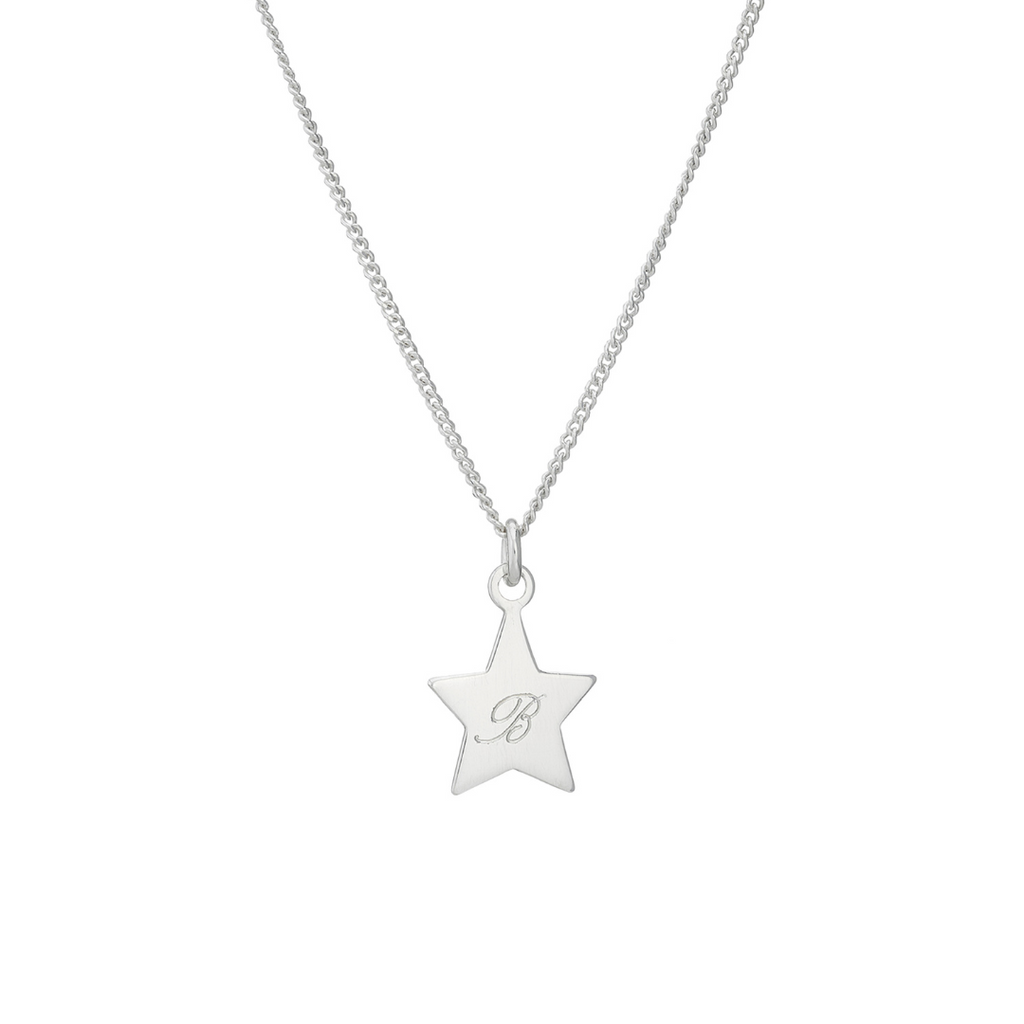 Silver Star Initial Necklace Personalised Initial Necklace Tomm