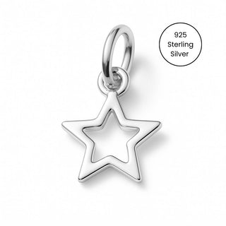 Hollow Star Charm – Sterling Silver Charm Bar Jewellery for Charm Bracelets & Necklaces