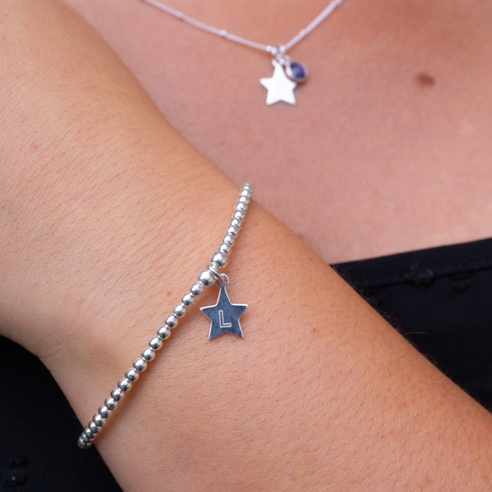 Star Initial Charm Engravable Bracelet