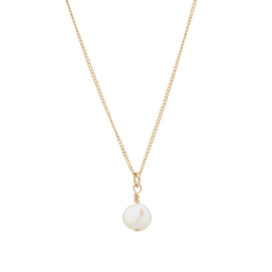 Gold Single Freshwater Pearl Pendant Necklace