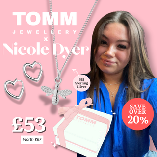 Nicole Dyer Jewellery Bundle 925 sterling silver - Bumble Bee necklace - Heart Huggies