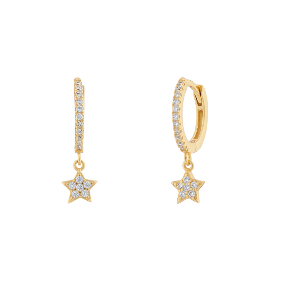 Load image into Gallery viewer, Crystal Star Charm Droplet Hoops
