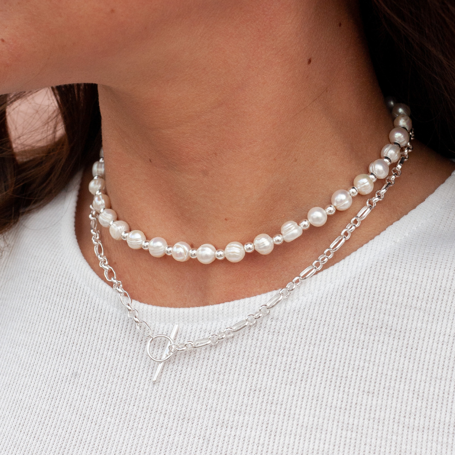 Freshwater Pearl Necklace, Bracelet & Earrings Set