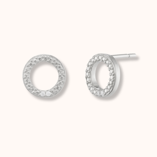 Circle Hollow Crystal Stud Earrings