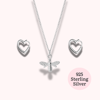 Nicole Dyer Jewellery Bundle 925 sterling silver - Bumble Bee necklace - Heart Huggies