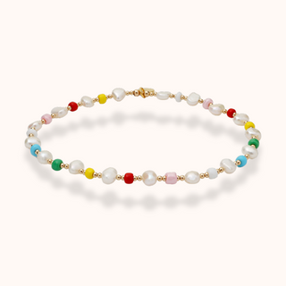 Beaded Pearl Rainbow Anklet