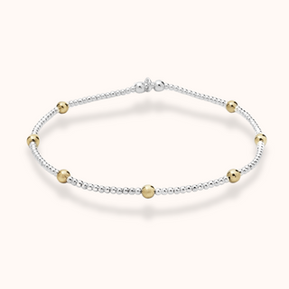 Aria Mixed Metal Dainty Beaded Anklet - Tomm Jewellery 