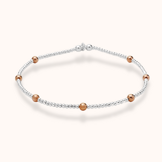 Aria Mixed Metal Dainty Beaded Anklet - Tomm Jewellery 