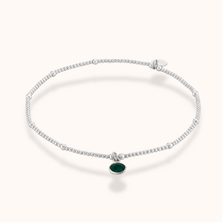 Emerald Birthstone Charm Anklet