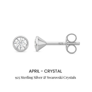 Birthstone Stud Earrings Sterling Silver