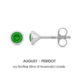 Birthstone Stud Earrings Sterling Silver