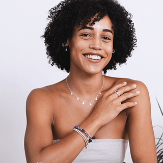 Dainty Amethyst Beaded Ring Stack