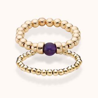 Amethyst Beaded Ring Stack