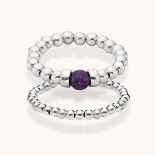 Amethyst Beaded Ring Stack