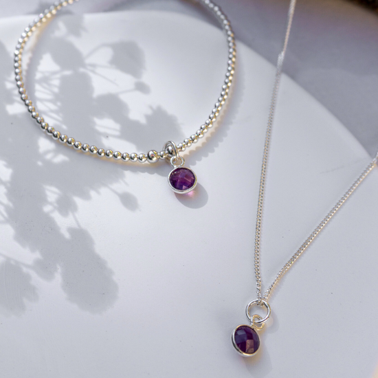 Solid Gold Amethyst February Birthstone Necklace | King's Cross