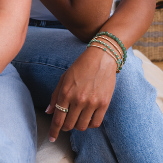 Aventurine Beaded Ring Stack