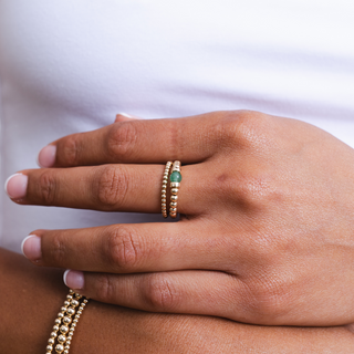 Aventurine Beaded Ring Stack