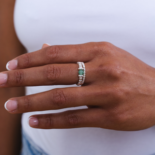 Aventurine Beaded Ring Stack