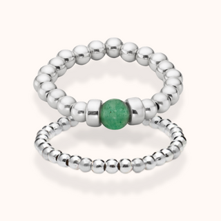 Aventurine Beaded Ring Stack