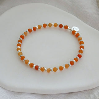 Orange Gemstone Bracelet Stack - Set of 3 - Sterling Silver & Gold Filled