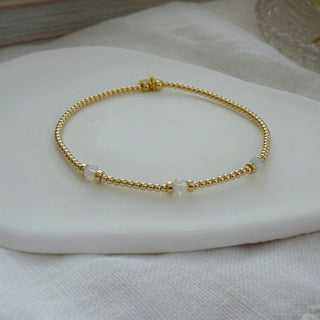 Trio Bracelet - White Gemstone Beaded Bracelet