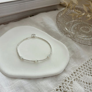 Trio Bracelet - White Gemstone Beaded Bracelet