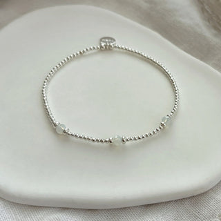 White Gemstone Bracelet Stack - Set of 3 - Sterling Silver & Gold Filled