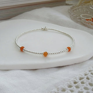 Trio Bracelet - Orange Gemstone Beaded Bracelet