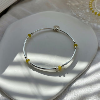 Yellow Gemstone Beaded Bangle Bracelet