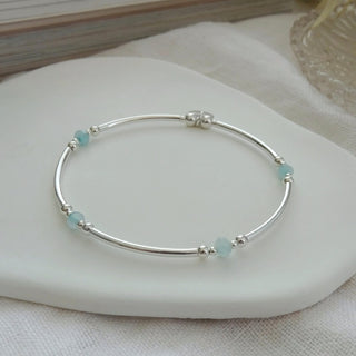 Blue Gemstone Beaded Bangle Bracelet
