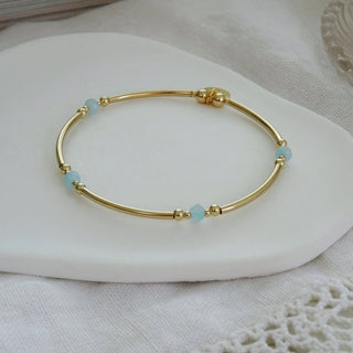 Blue Gemstone Beaded Bangle Bracelet