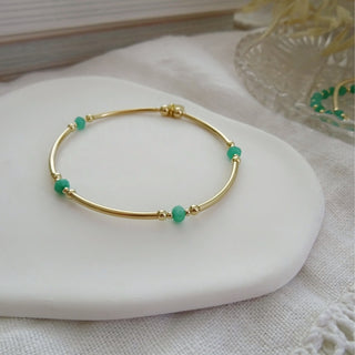 Green Gemstone Beaded Bangle Bracelet