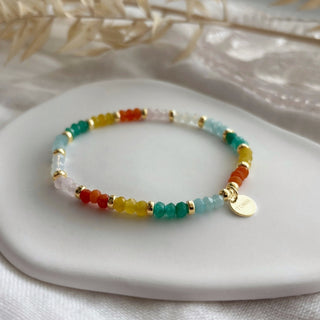 Rainbow Gemstone Beaded Bracelet | Colourful Stacking Bracelet in Sterling Silver or Gold Filled