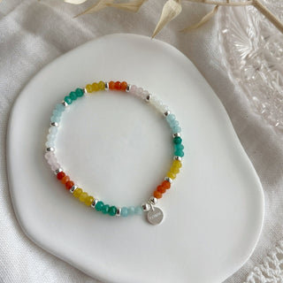 Rainbow Gemstone Beaded Bracelet | Colourful Stacking Bracelet in Sterling Silver or Gold Filled