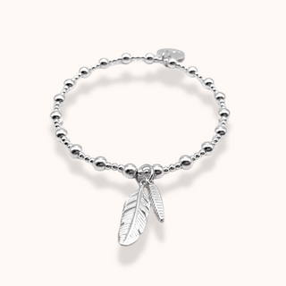 Double Feather Charm Bracelet - Tomm Jewellery 