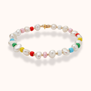 Beaded Pearl Rainbow Bracelet