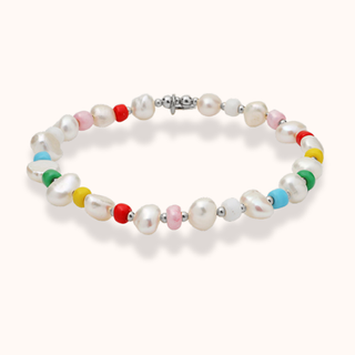 Beaded Pearl Rainbow Bracelet