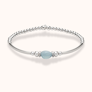 Silver Aquamarine Bracelet Stack