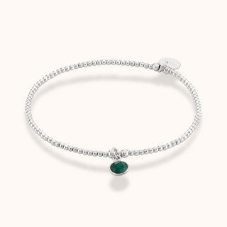 Emerald Birthstone Charm Beaded Bracelet - Tomm Jewellery 