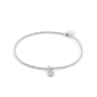 Moonstone Birthstone Charm Beaded Bracelet