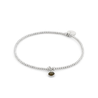 Labradorite Birthstone Charm Beaded Bracelet