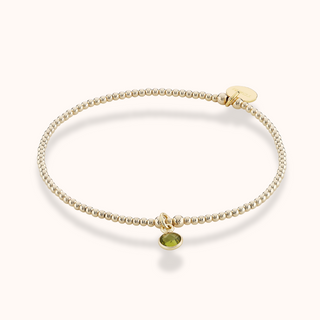 Peridot Birthstone Charm Beaded Bracelet