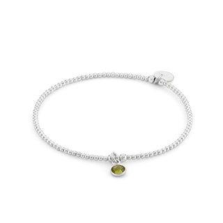 Peridot Birthstone Charm Beaded Bracelet