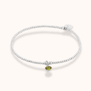 Peridot Birthstone Charm Beaded Bracelet