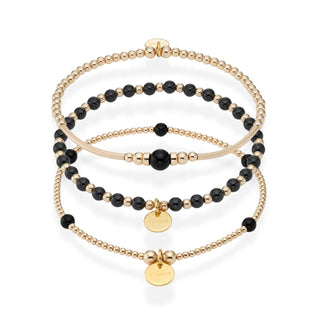 Black Onyx Bracelet Stack of Three