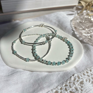 Blue Gemstone Bracelet Stack - Set of 3 - Sterling Silver & Gold Filled