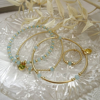 Blue Gemstone Bracelet Stack - Set of 3 - Sterling Silver & Gold Filled