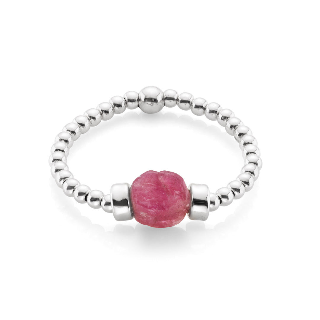 Load image into Gallery viewer, Beaded Pink Tourmaline Ring
