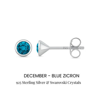 Birthstone Stud Earrings Sterling Silver